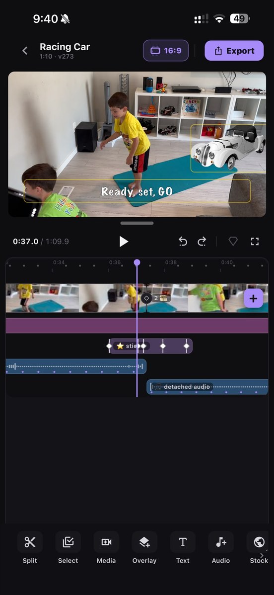 Pro editor screen in TKut